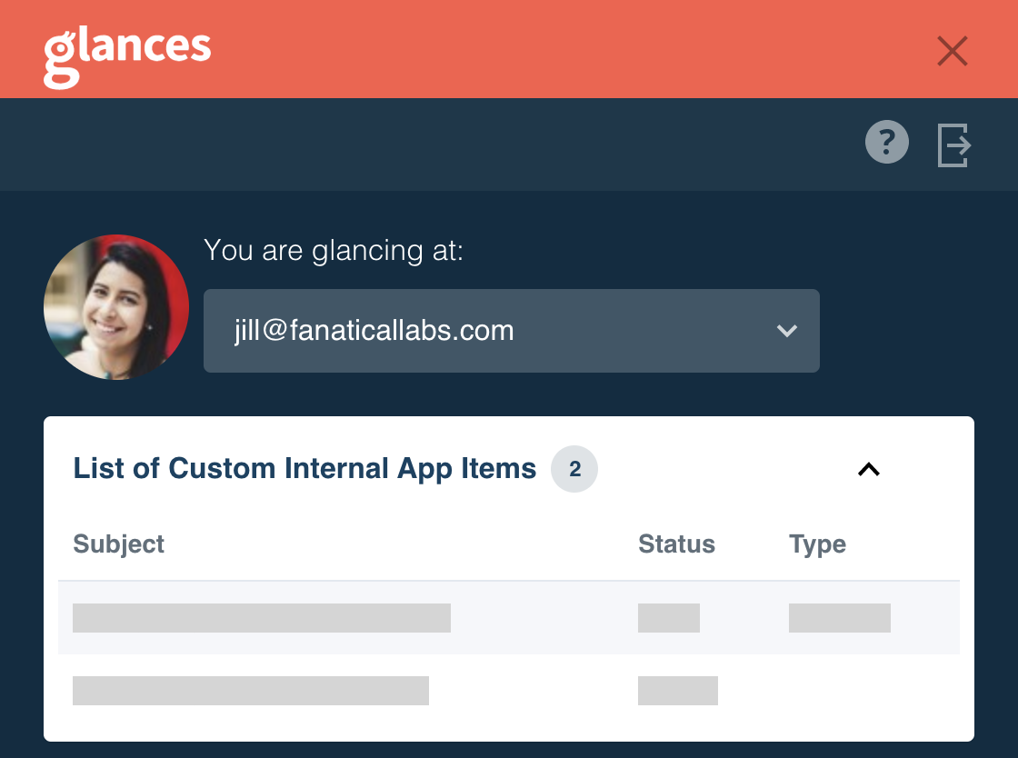 Glances integrates your custom internal apps with everything